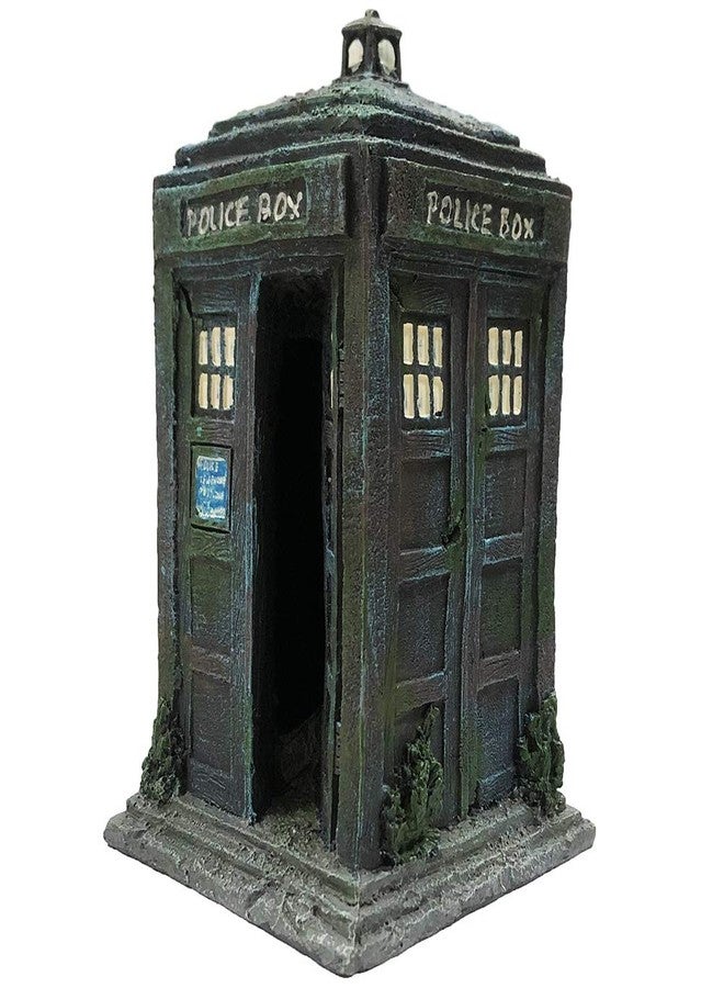 SLOCME Fish Tank Tardis Police Box Decorations - Aquarium Fish Hideout House Resin Ornament,Blue - Image 1